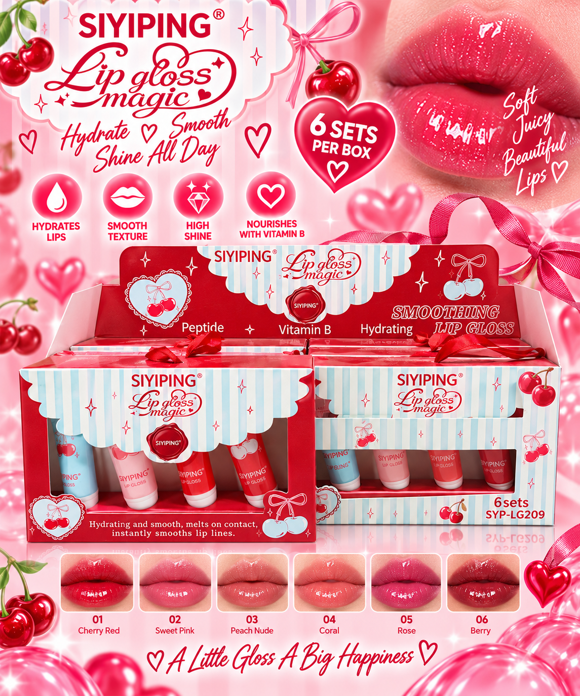 Vitamin B Lip Gloss 6 Sets