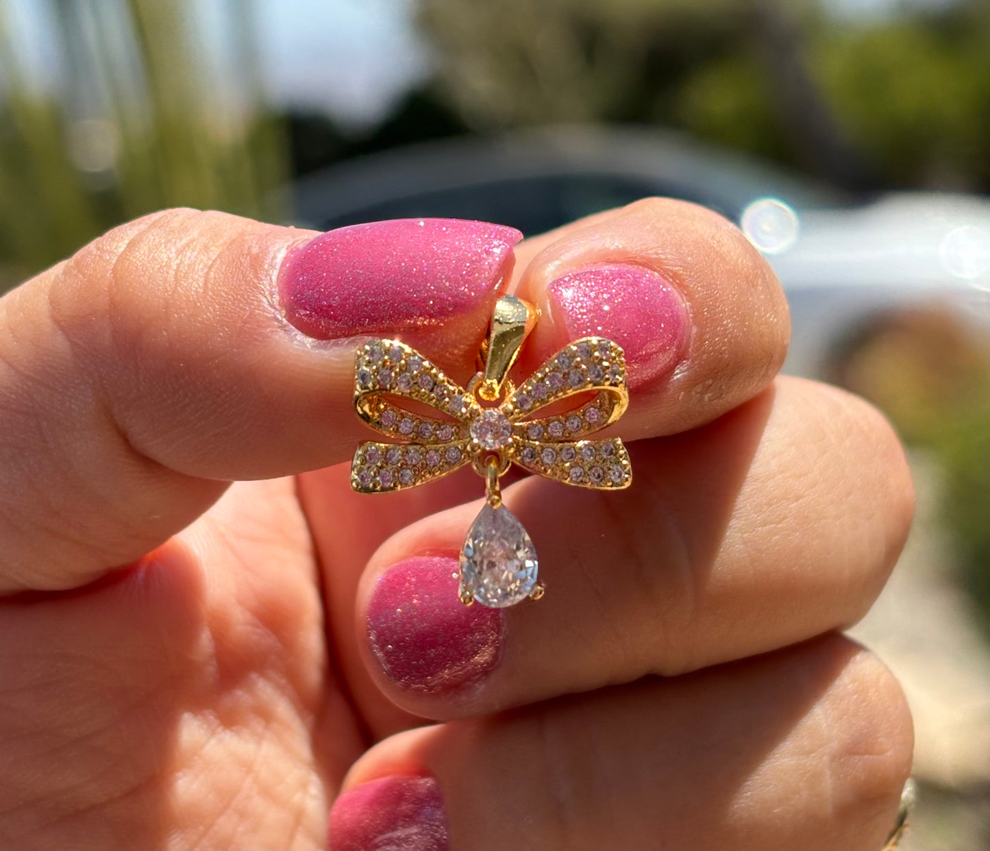 White Bow Pendant