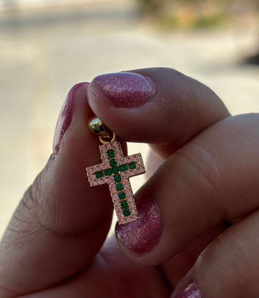 Green Square Cross Pendant