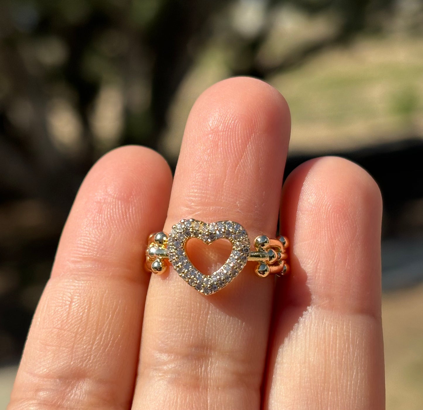 Heart Chain Adjustable Ring