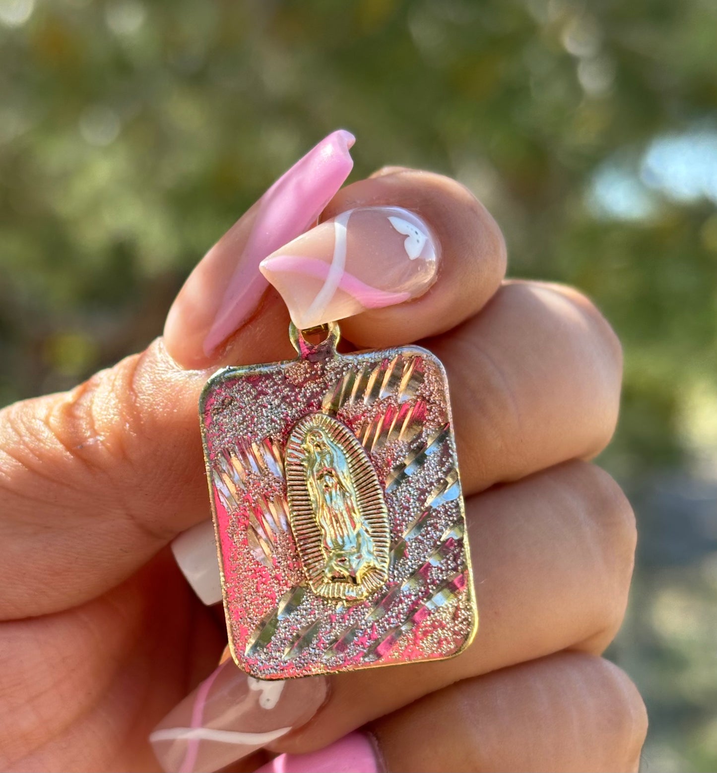 Tri Square Virgencita Pendant