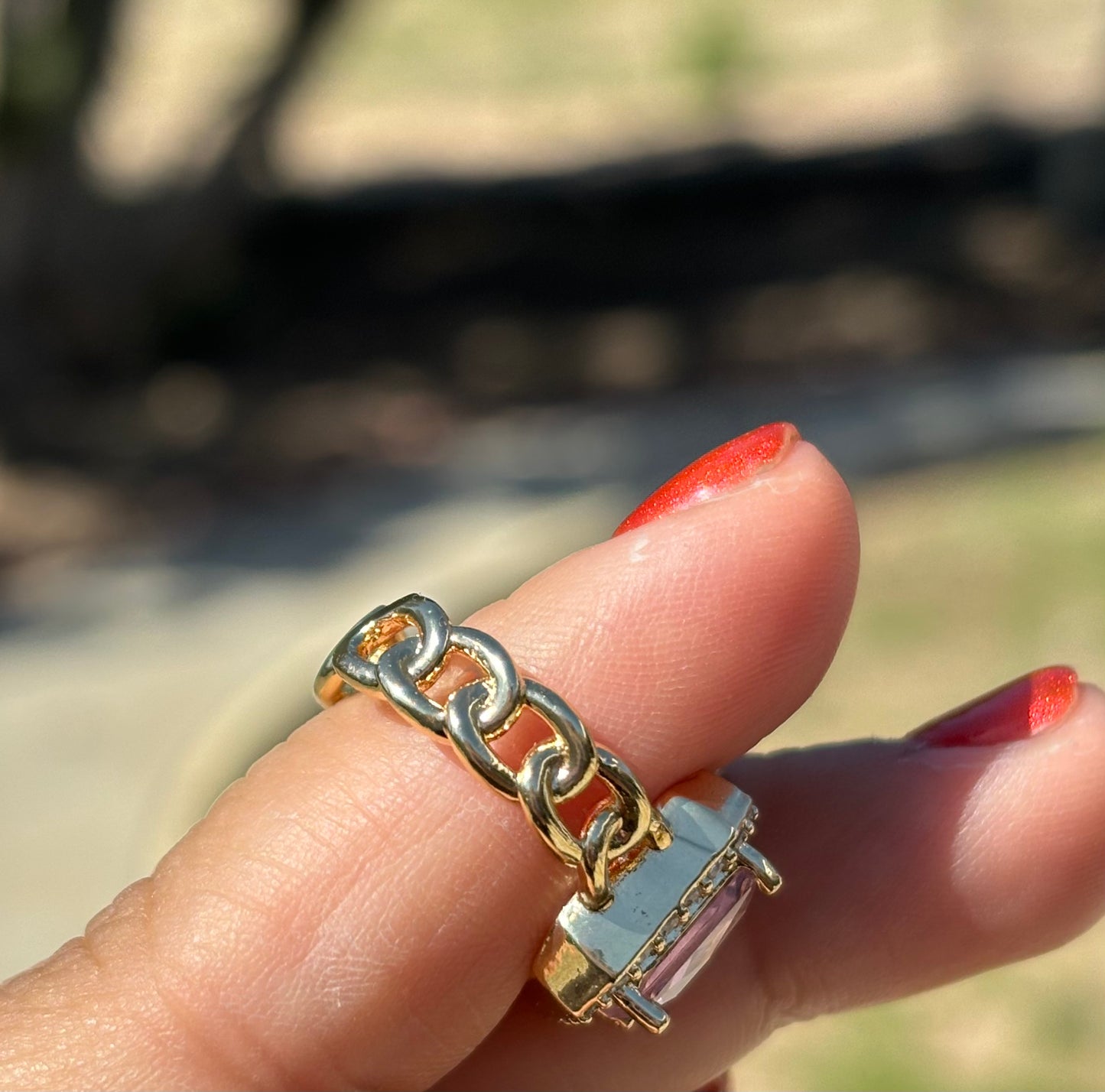 Pink Square Adjustable Ring