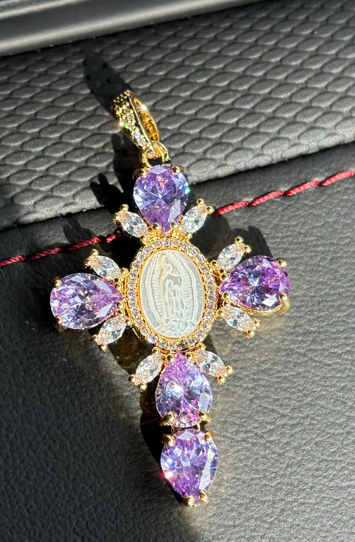 Purple Marble Cross Pendant