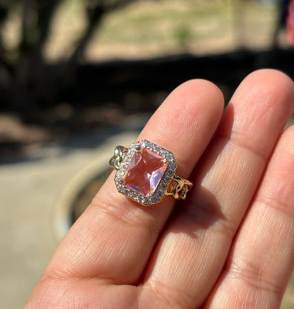 Pink Square Adjustable Ring