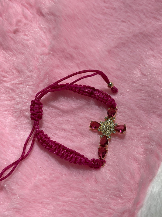 Fushia cross bracelet