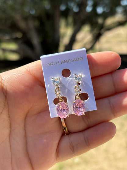 Pink Heart Drop Earring