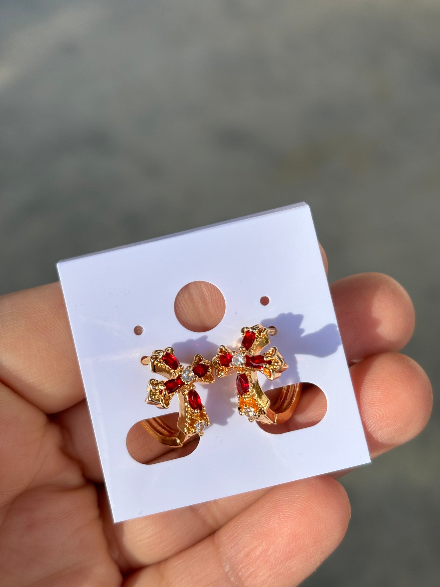 Red Cross Huggie Earring