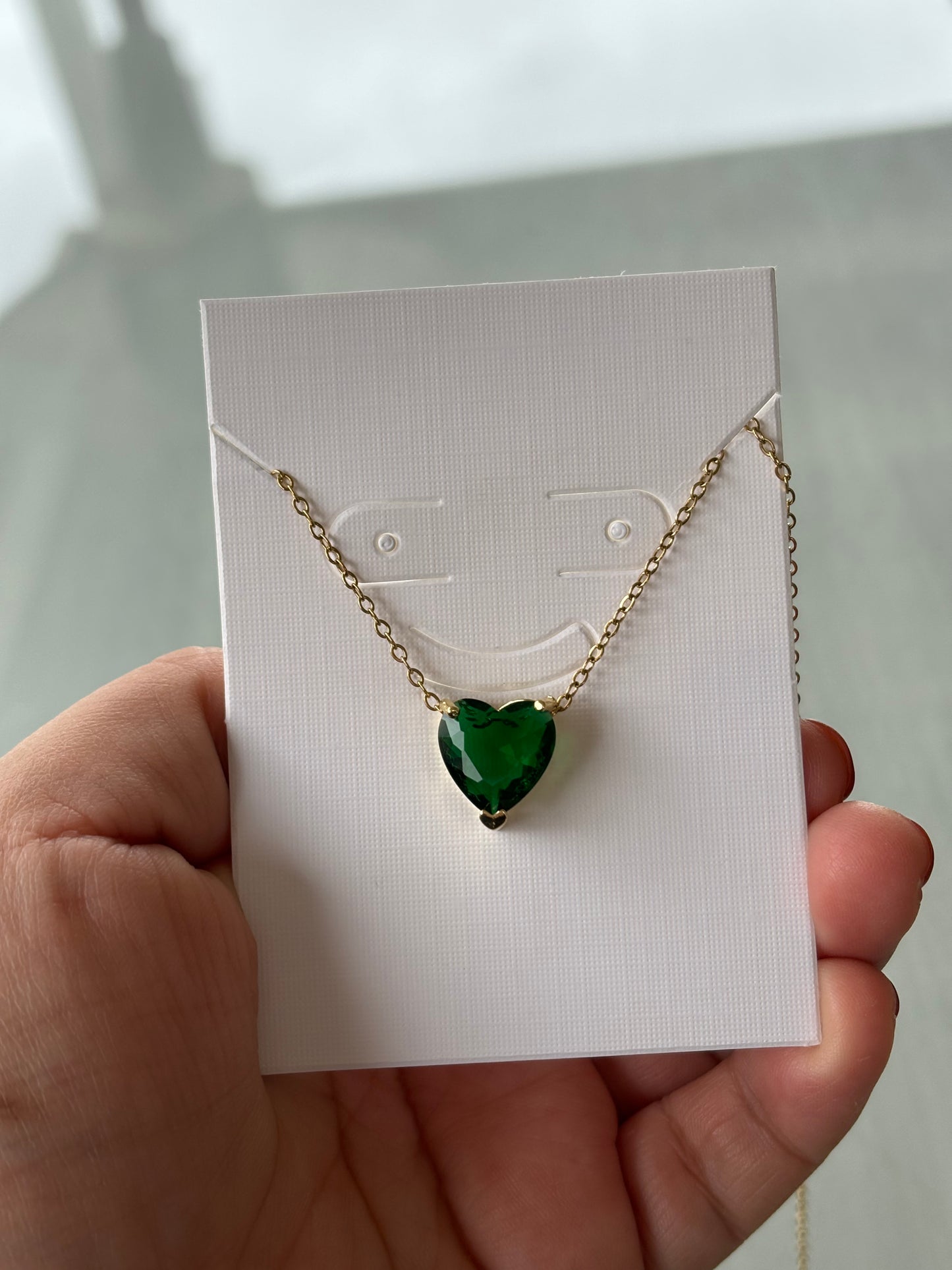 Green Heart Pendant Chain