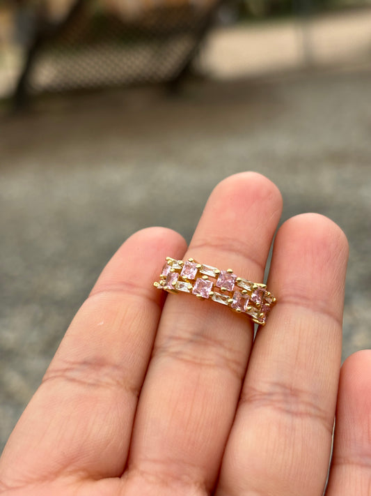 Pink Crystal Ajustable Ring