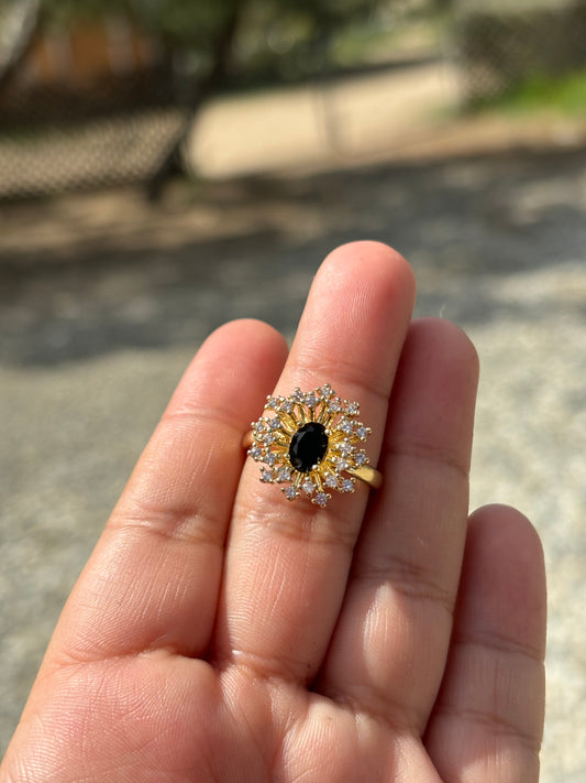 Dark Flower Adjustable Ring