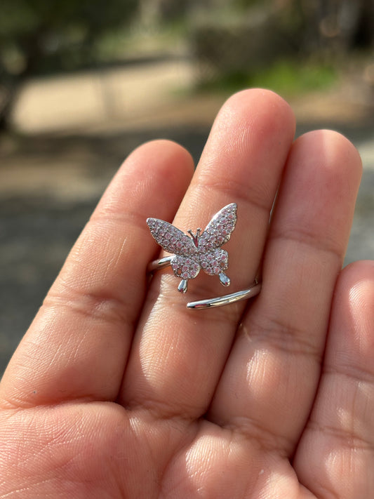 Silver Butterfly Adjustable Ring