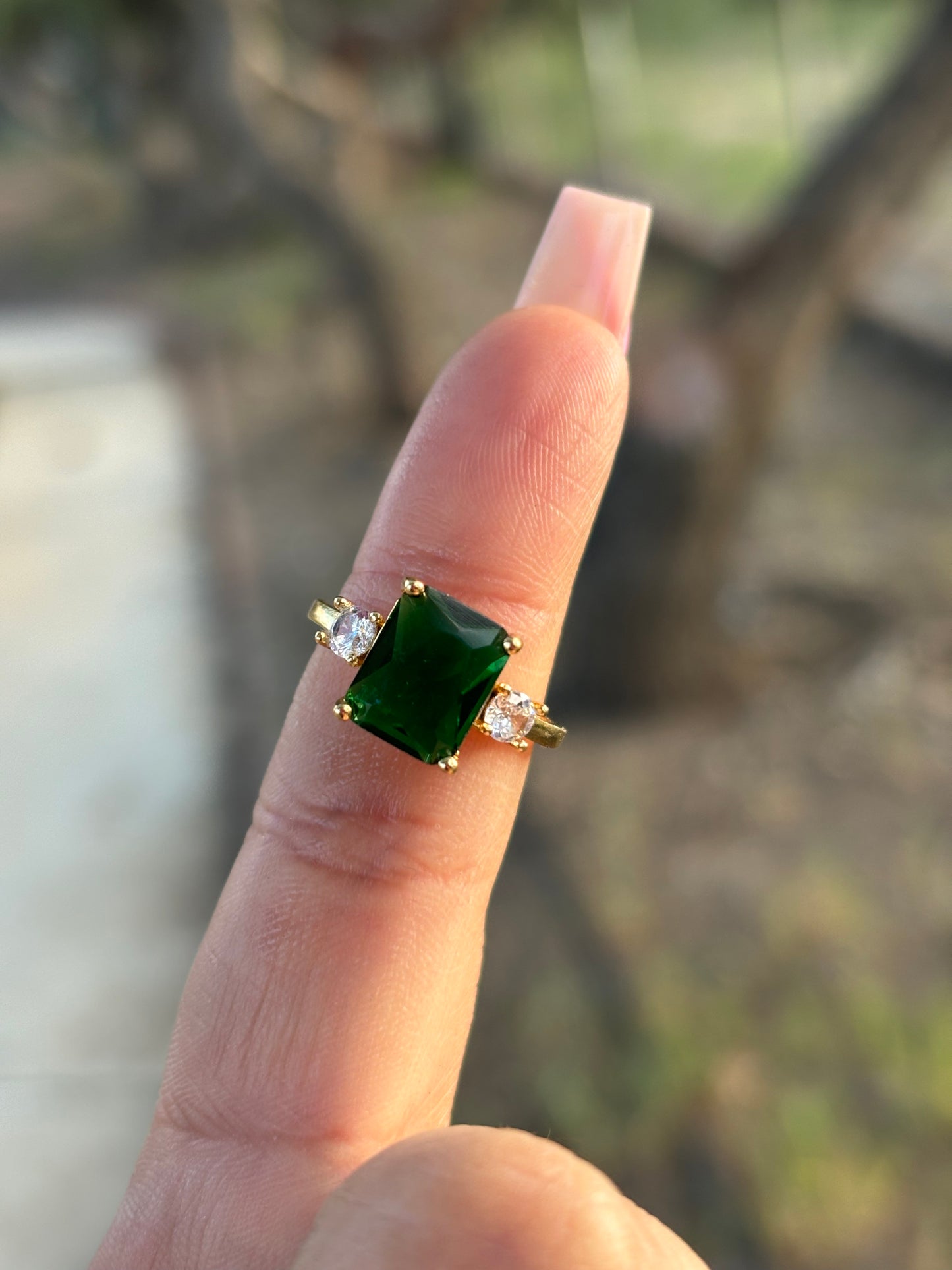 Green Stone Adjustable Ring