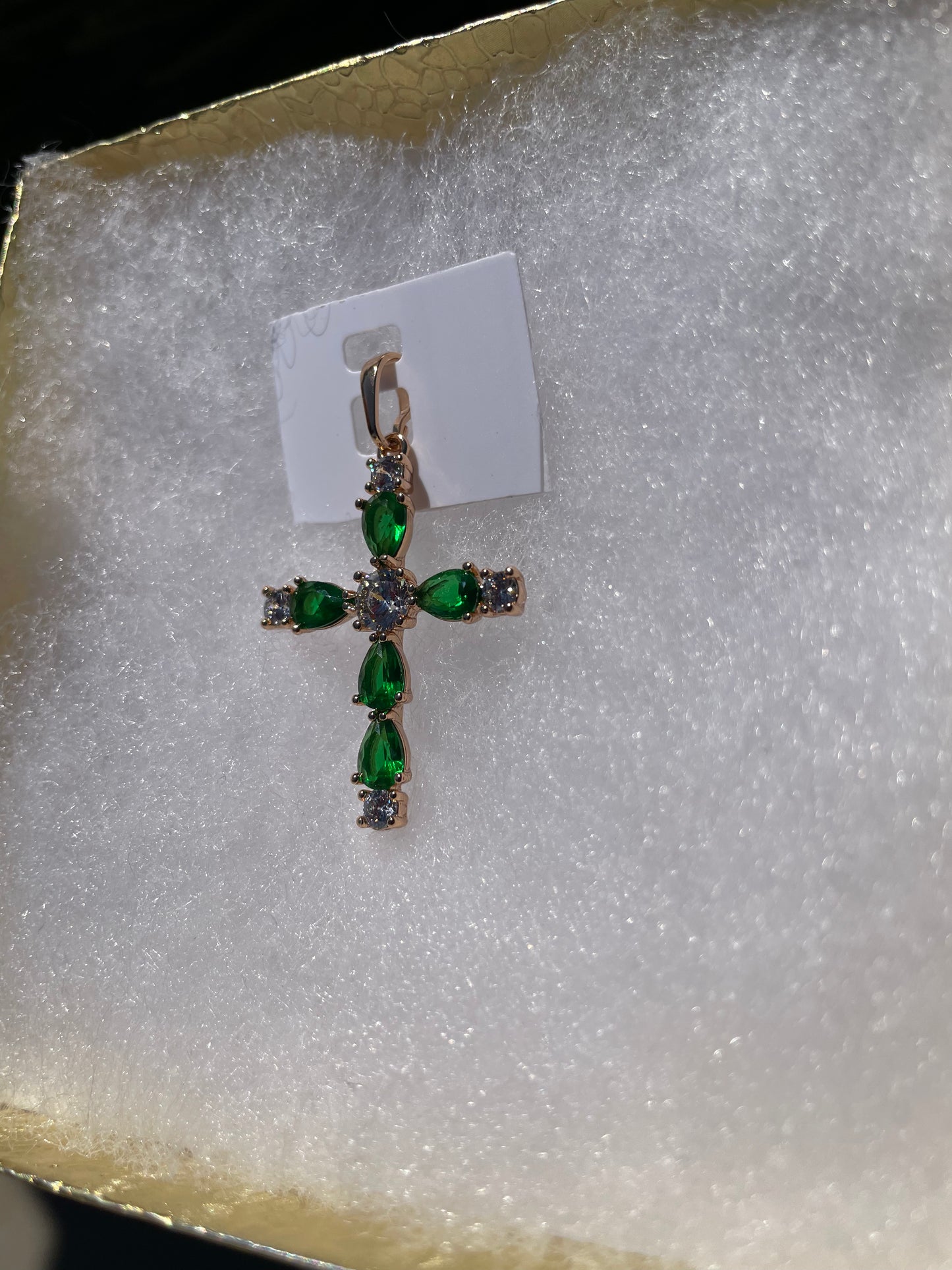 Green cross pendant
