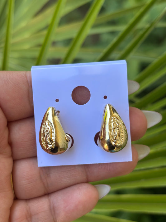 Gold Virgencita Earring