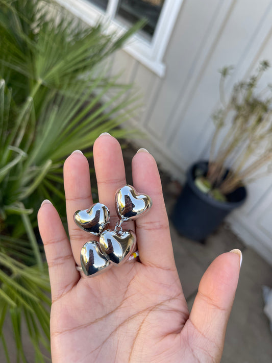 Silver bubble heart earrings