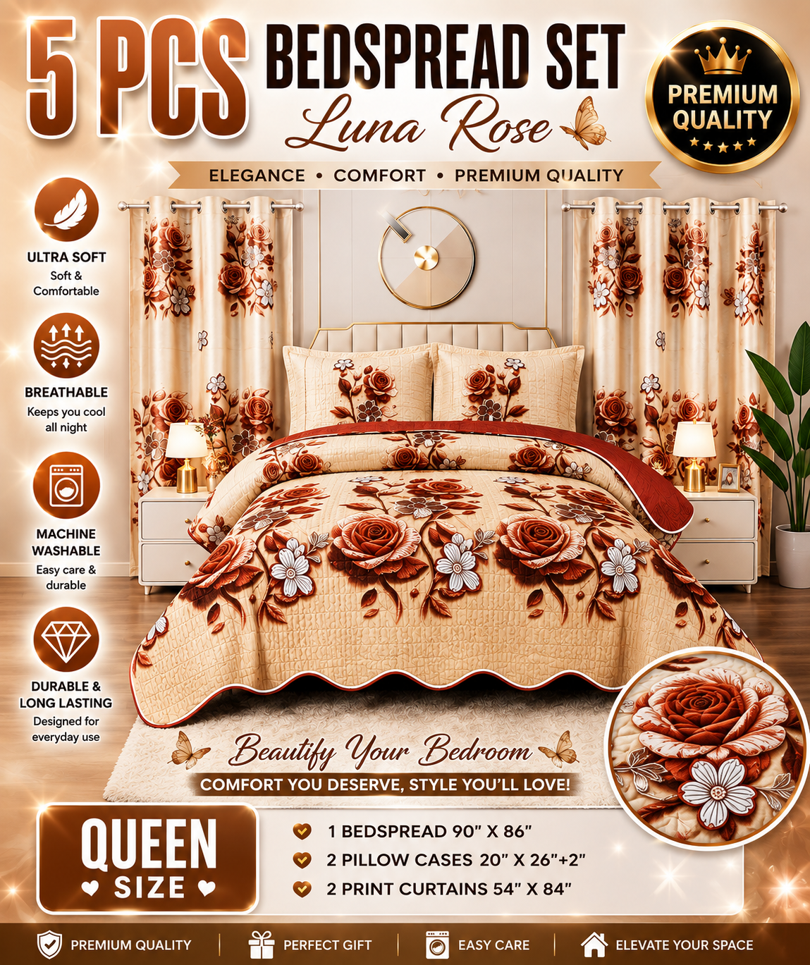 Queen Luna Rose 5pcs set
