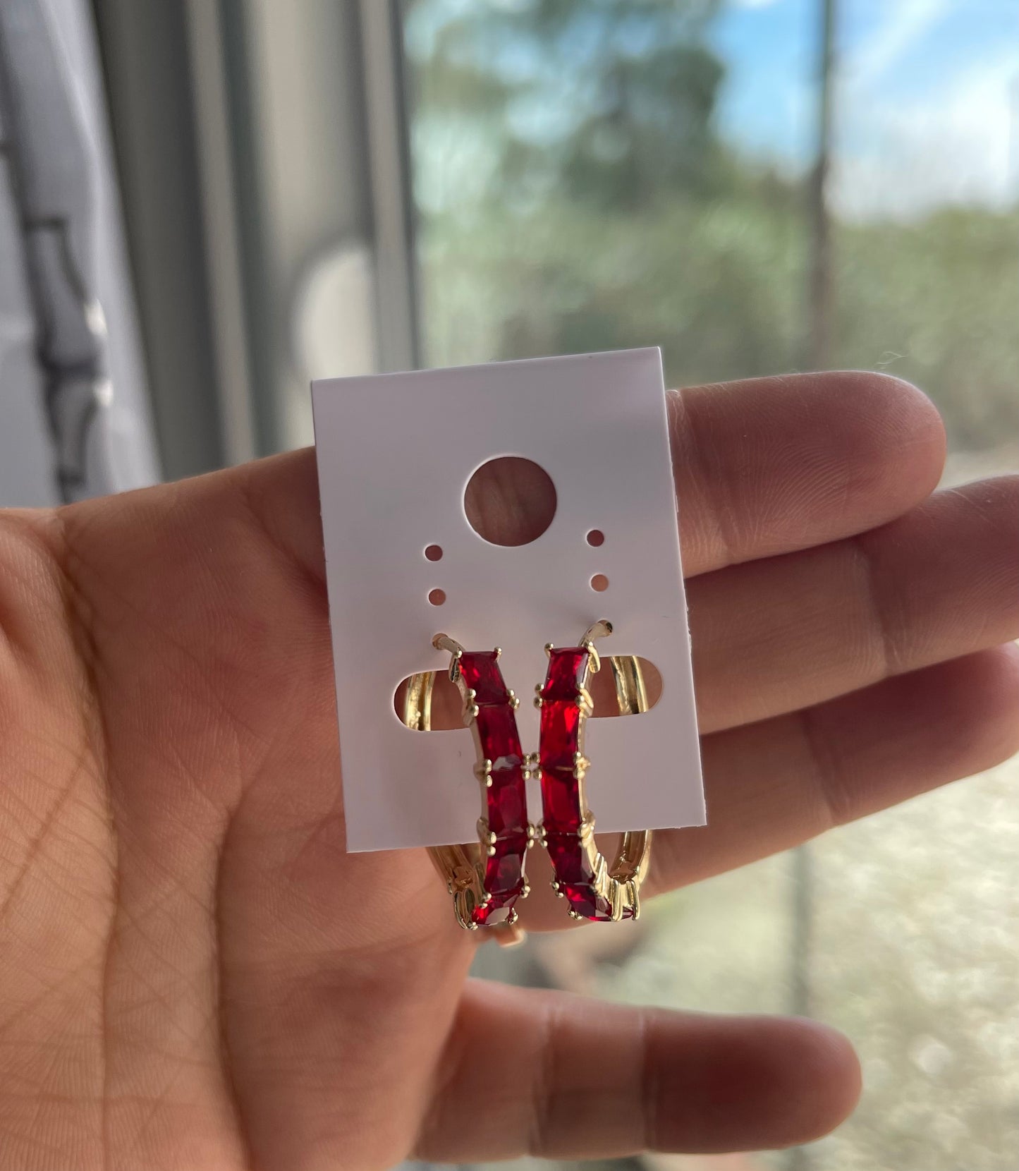 Red Medium Hoop Earring